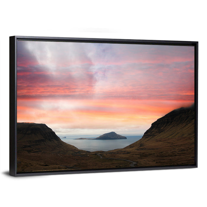 Klakkur Dusk Over Kalsoy Wall Art as a framed canvas
