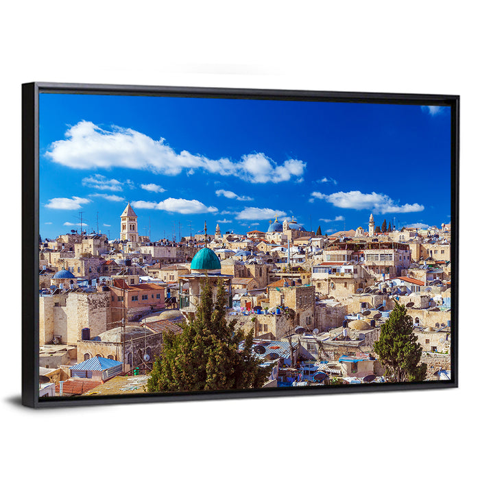 Jerusalem Old City Rooftops Wall Art as a framed canvas