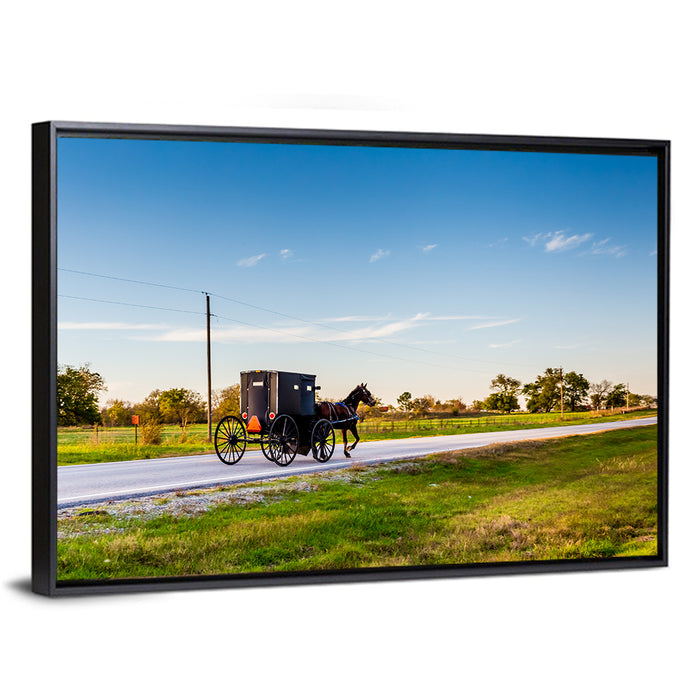 Amish Horse and Buggy, Oklahoma Wall Art as a framed canvas