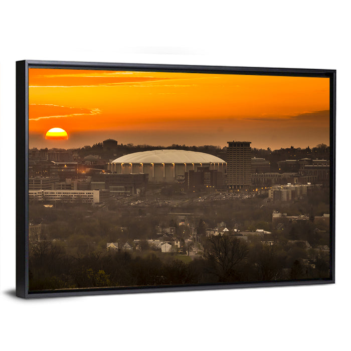 Syracuse University Hill Skyline Wall Art as a framed canvas