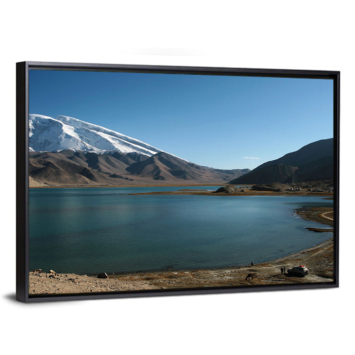 Muztahgata and Karakul Lake Wall Art as a framed canvas