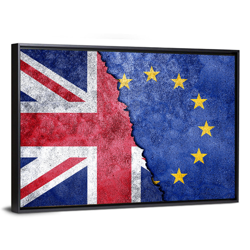 Divided Union Jack and Eu Flag Wall Art