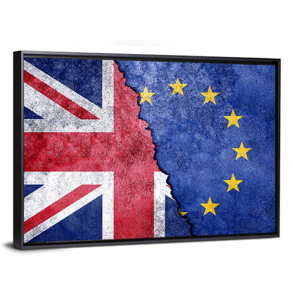 Divided Union Jack and Eu Flag Wall Art