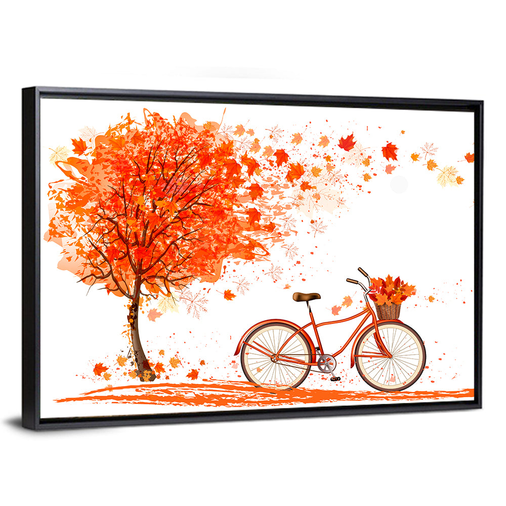 Autumn Bicycle Illustration Wall Art