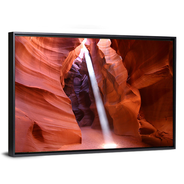 Antelope Canyon Light Beam Wall Art as a framed canvas