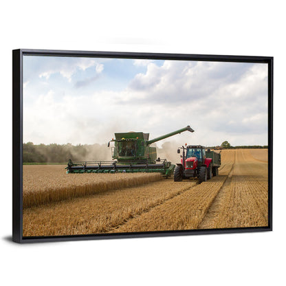 Wheat Harvest with Combine and Tractor Wall Art