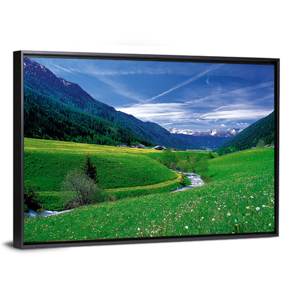 Snow-capped Peaks and Floral Meadow Wall Art