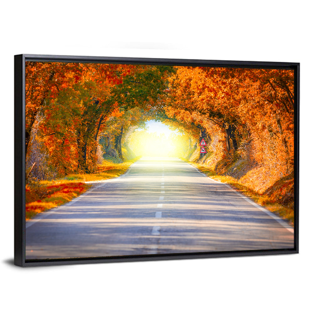 Golden Autumn Tree Tunnel Wall Art