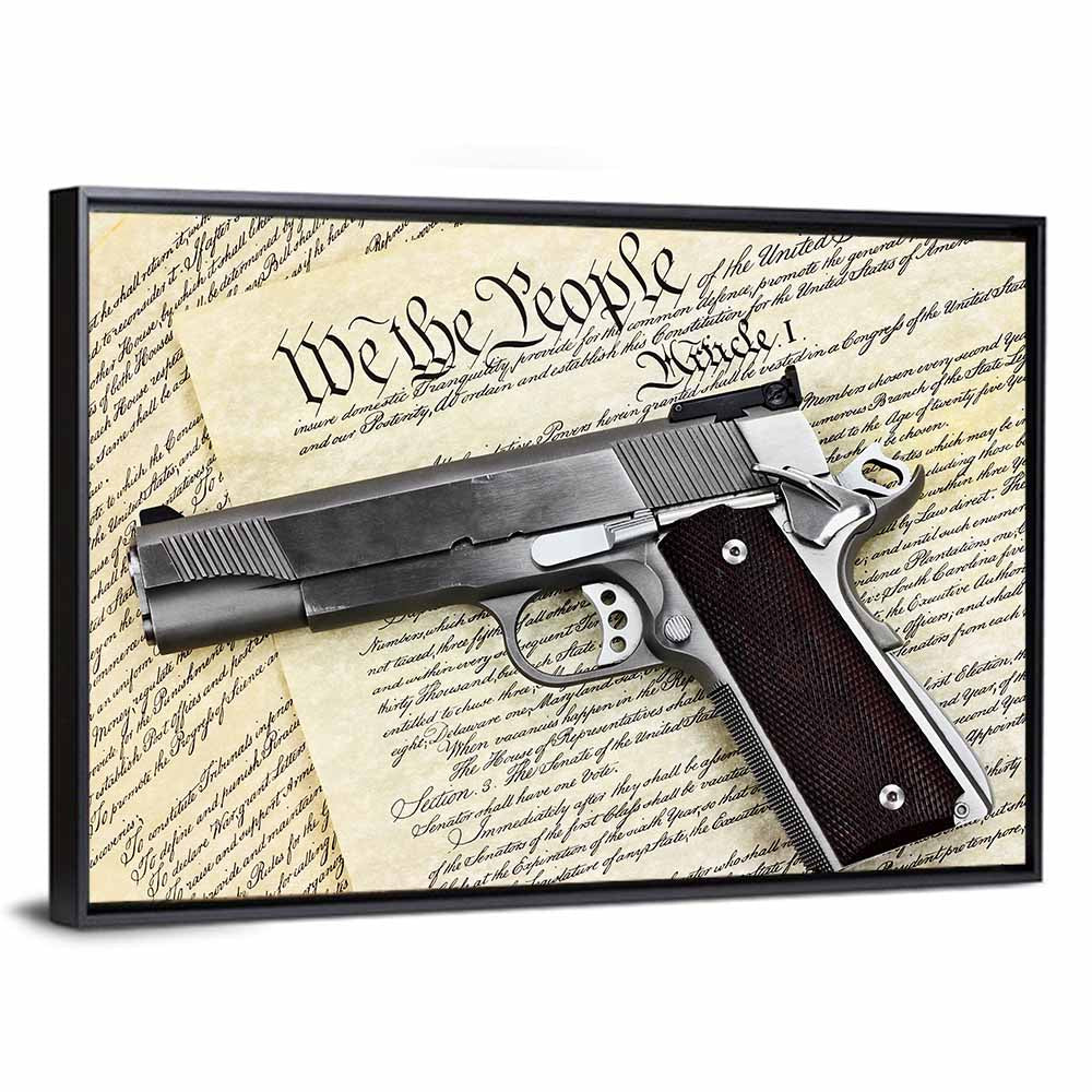 Handgun on US Constitution Wall Art