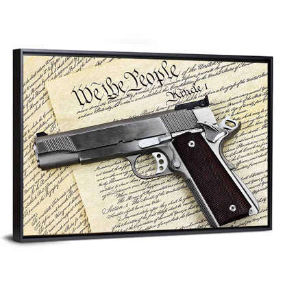 Handgun on US Constitution Wall Art