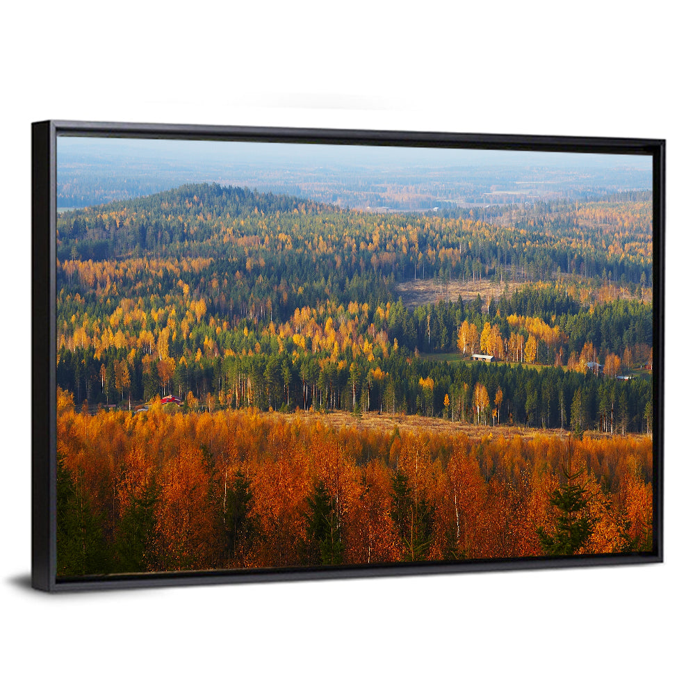 Finnish Autumn Landscape with Red-roofed House Wall Art