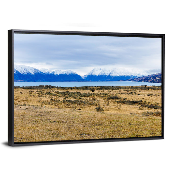 Snowy Peaks of Lake Ohau Wall Art as a framed canvas