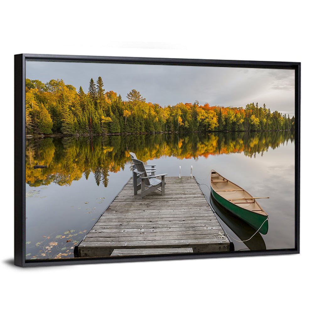 Ontario Autumn Lake Dock Wall Art