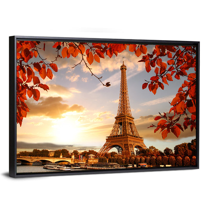 Eiffel Tower at Golden Hour Wall Art as a framed canvas