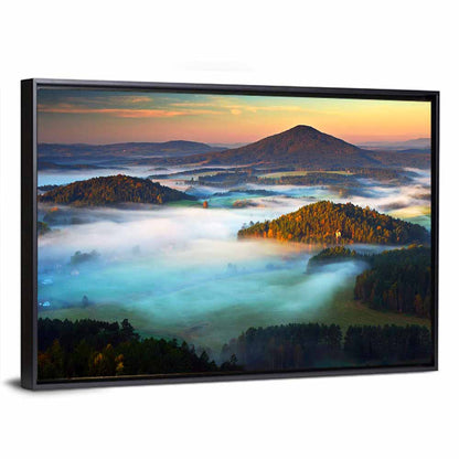 Golden Hour Foggy Hills Wall Art