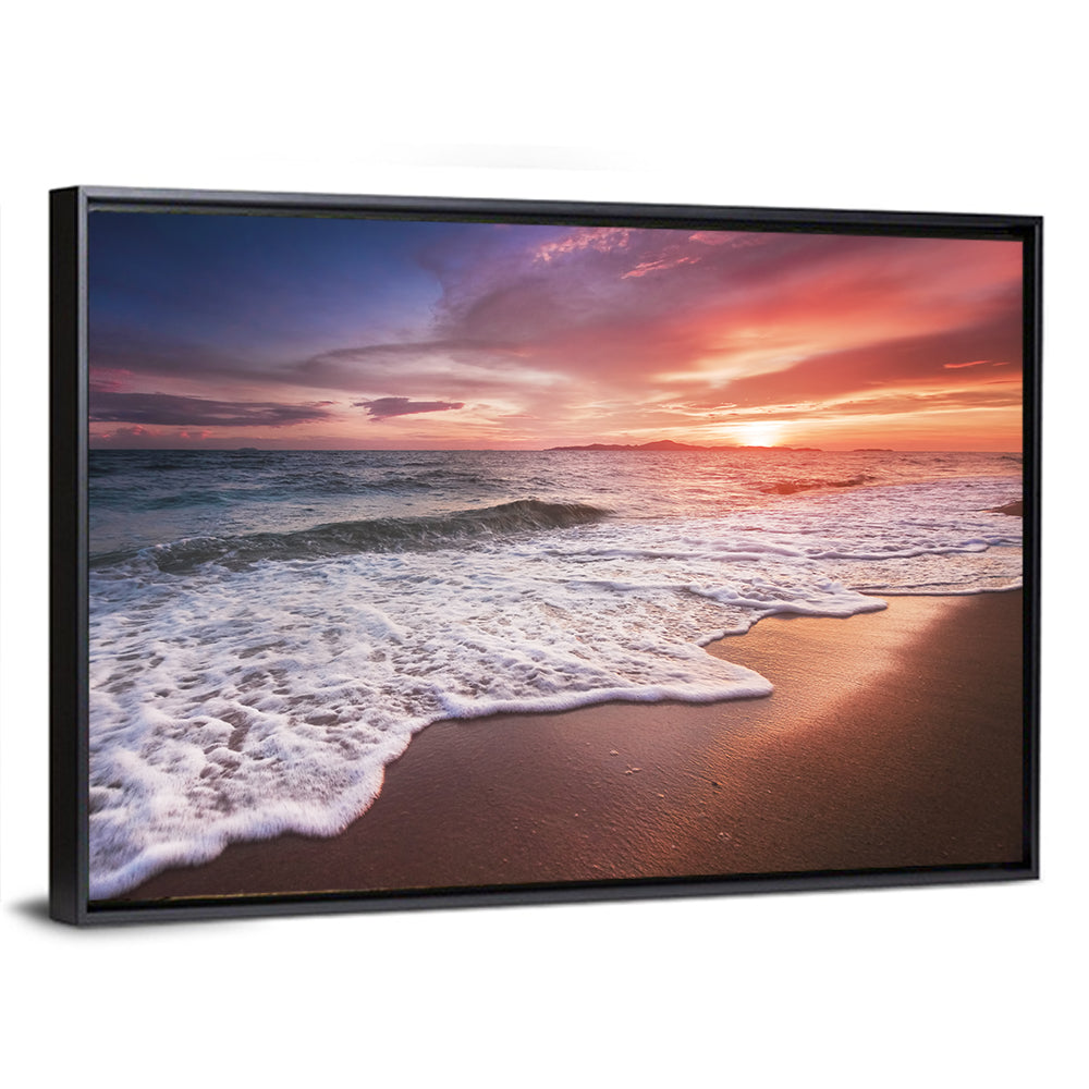 Thai Sunset Over Foamy Shore Wall Art