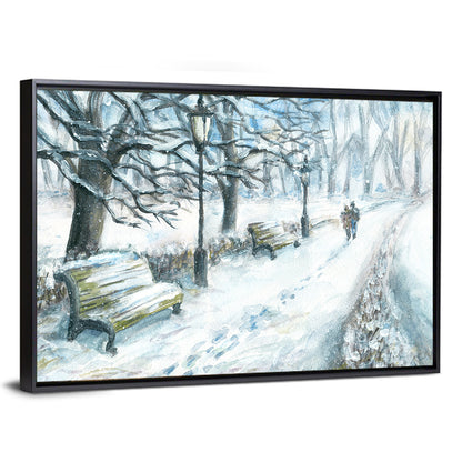 Couple's Winter Walk Wall Art