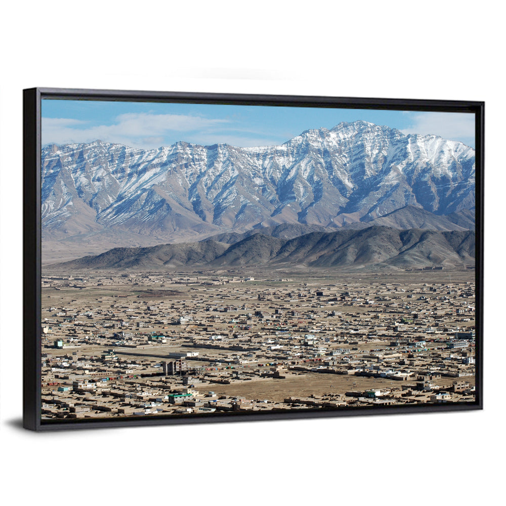 Kabul from Above with Snow-capped Mountains Wall Art