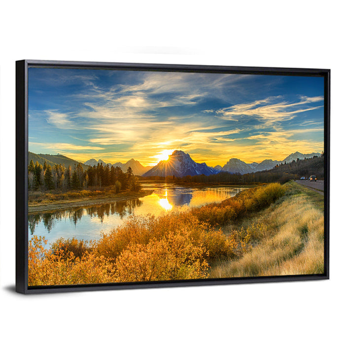 Oxbow Bend Sunrise Wall Art as a framed canvas