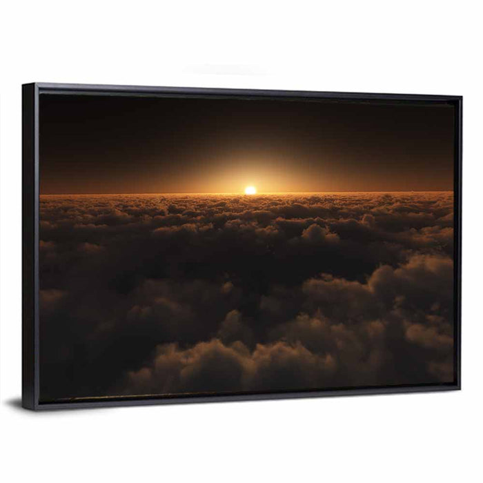 Sunset Over Cloud Sea Wall Art as a framed canvas