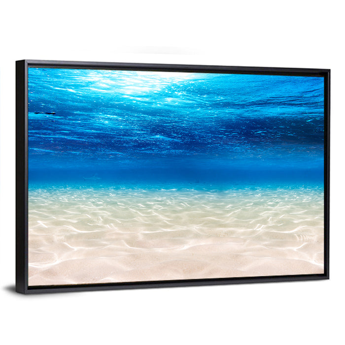 Sunlit Sandy Seabed Wall Art as a framed canvas