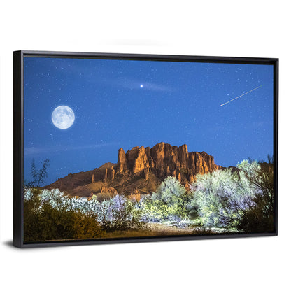 Moonlit Superstition Mountains Arizona Wall Art