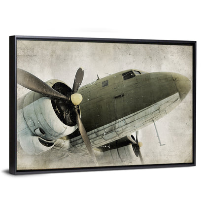 Vintage Propeller Airplane Nose View Wall Art
