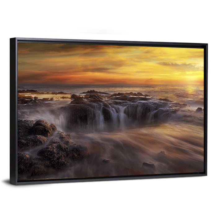 Thors Well at Cooks Chasm Sunset Wall Art as a framed canvas