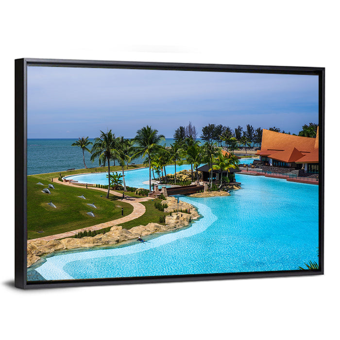 Tiered Resort Pool Horizon Wall Art as a framed canvas