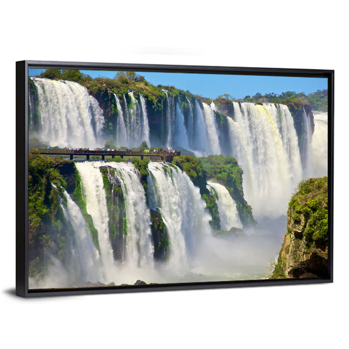 Iguazu Falls Observation Walkway Wall Art as a framed canvas