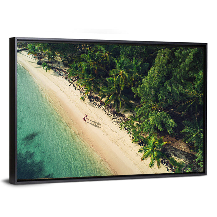 Dominica Beach Aerial, Late Afternoon Wall Art as a framed canvas