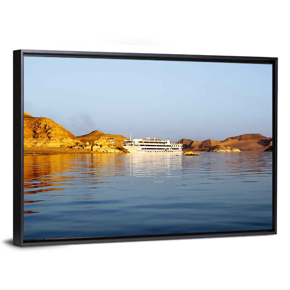 Lake Nasser Cruise Ship at Golden Hour Wall Art