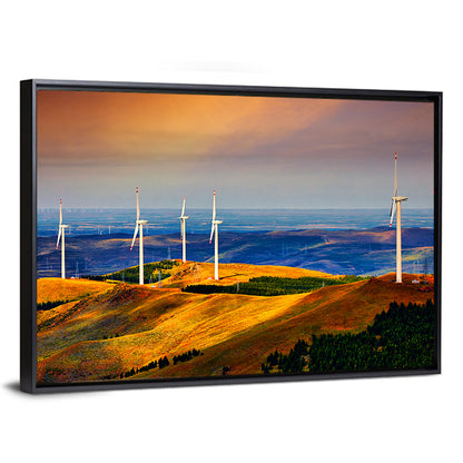 Golden Hour Wind Turbines Wall Art
