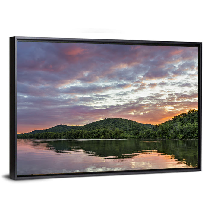 Ohio River Paden City at Dusk Wall Art as a framed canvas