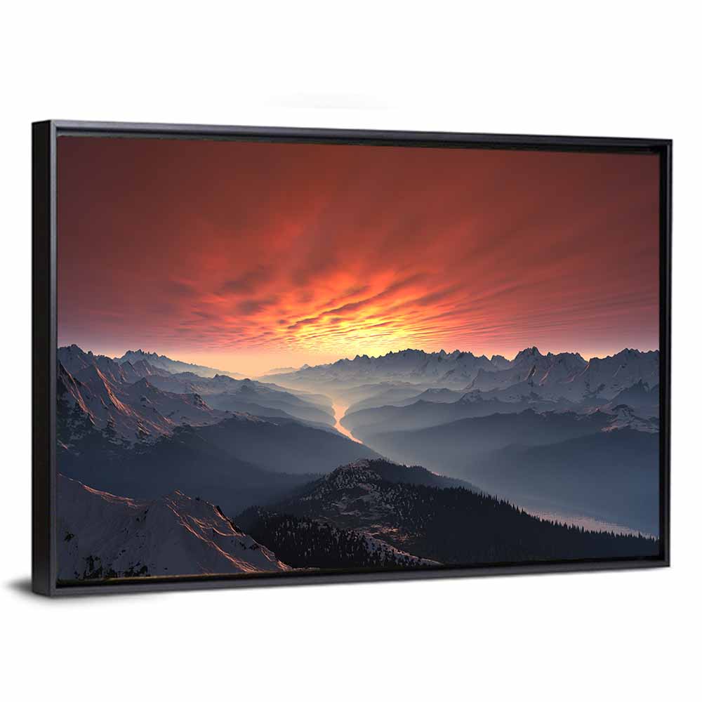 Snow-capped Mountain Sunset Wall Art