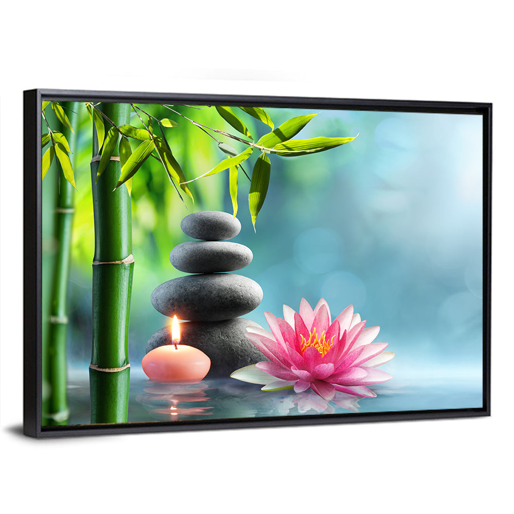 Zen Massage Stones with Waterlily Wall Art