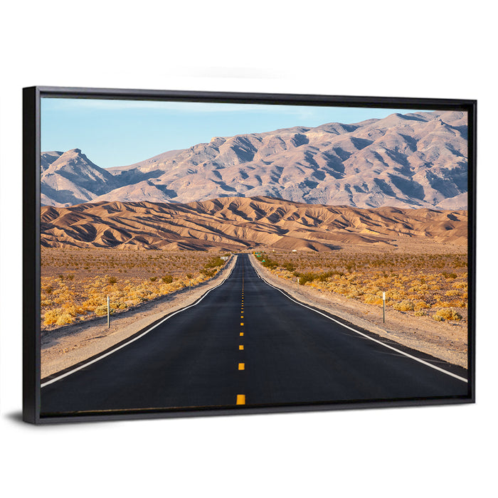 Death Valley Desert Road Wall Art as a framed canvas