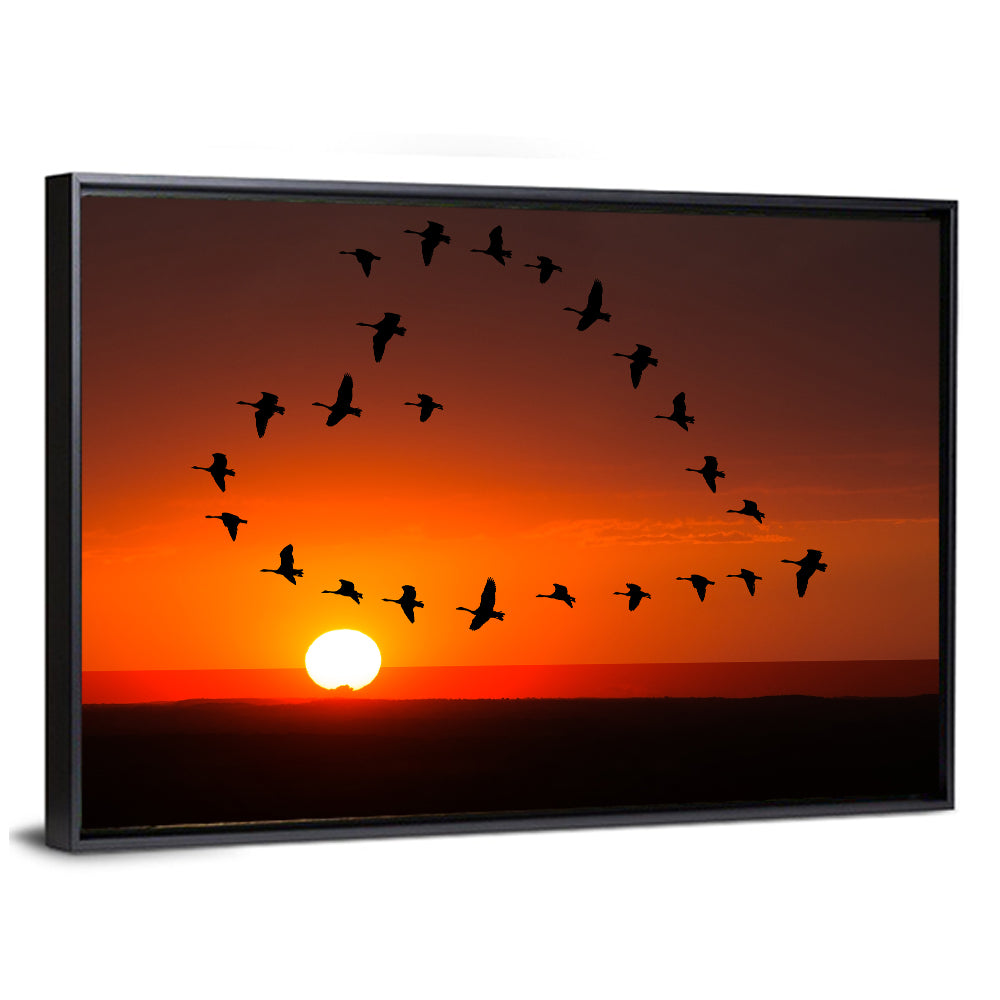 Heart-shaped Flock of Birds Wall Art