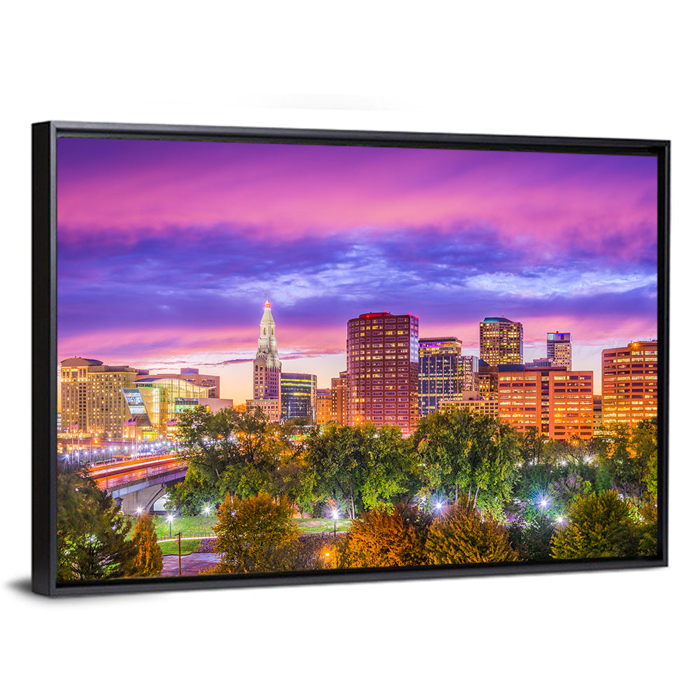 Hartford Skyline at Dusk Wall Art