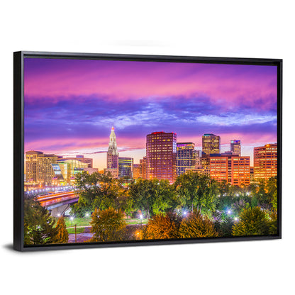 Hartford Skyline at Dusk Wall Art