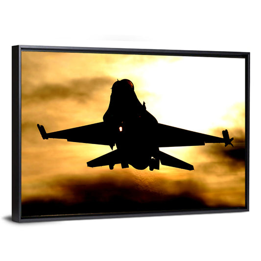 F-16 Sunset Landing Wall Art