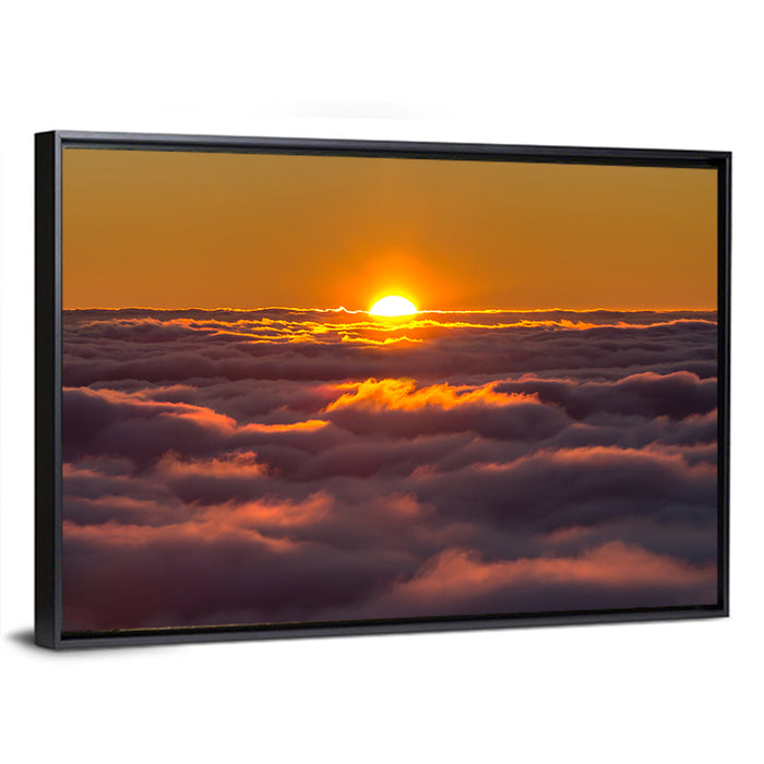 Sun Over Golden Clouds Wall Art as a framed canvas