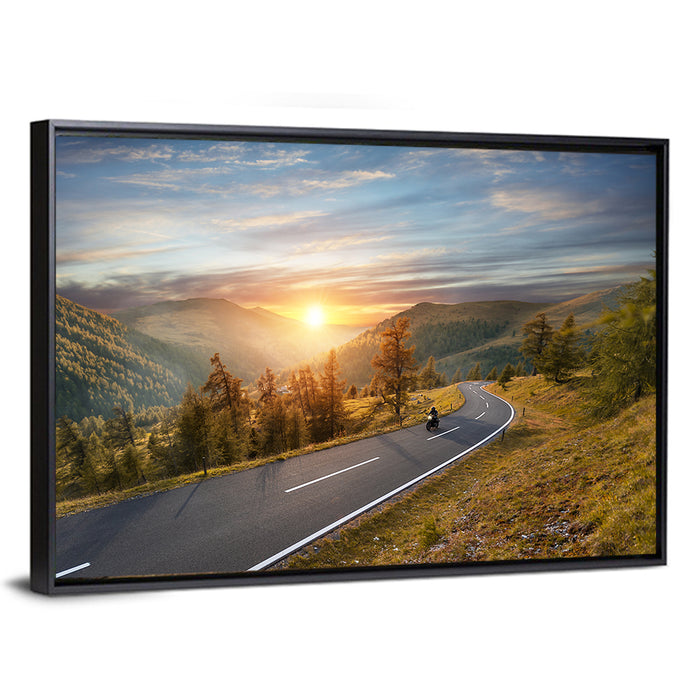 Alpine Highway at Golden Hour Wall Art as a framed canvas