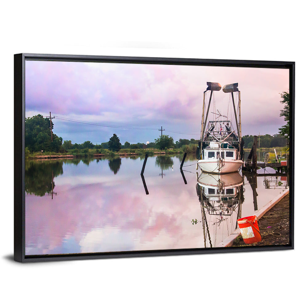 White Shrimp Boat on Louisiana Bayou Wall Art