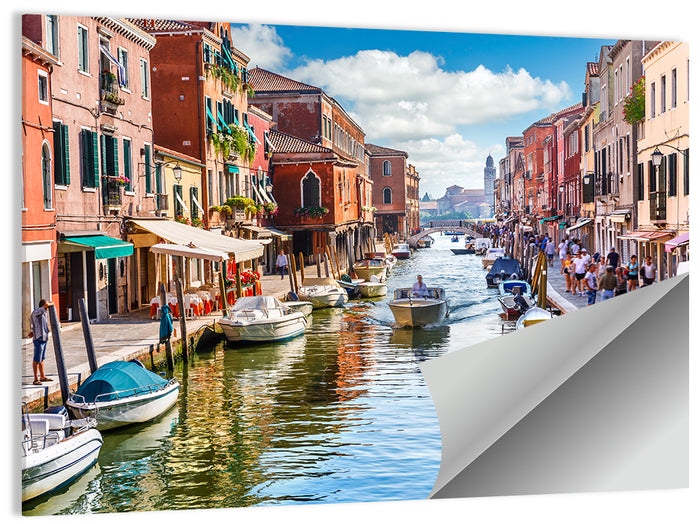 Sunlit Burano Canal, Venice Wall Art as a poster print