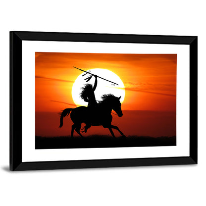 Native American Rider at Sunset Wall Art