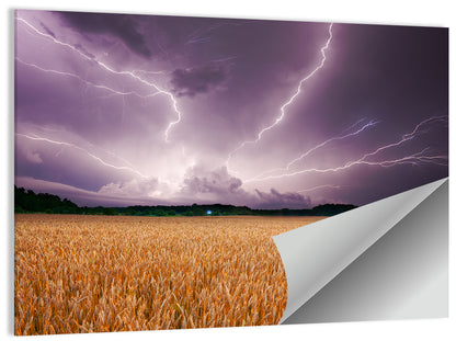 Lightning Over Wheat Field Wall Art