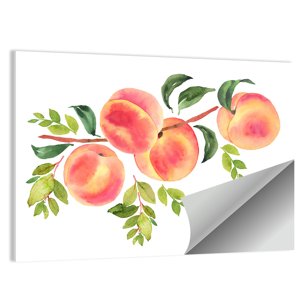 Watercolor Peach Branch Wall Art