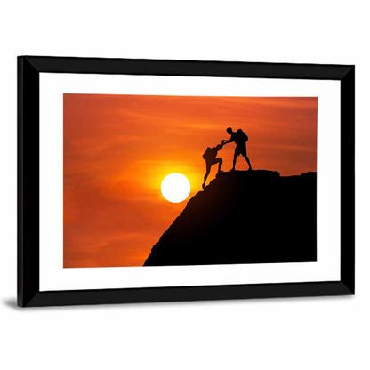 Mountaineer Silhouette at Sunset Wall Art