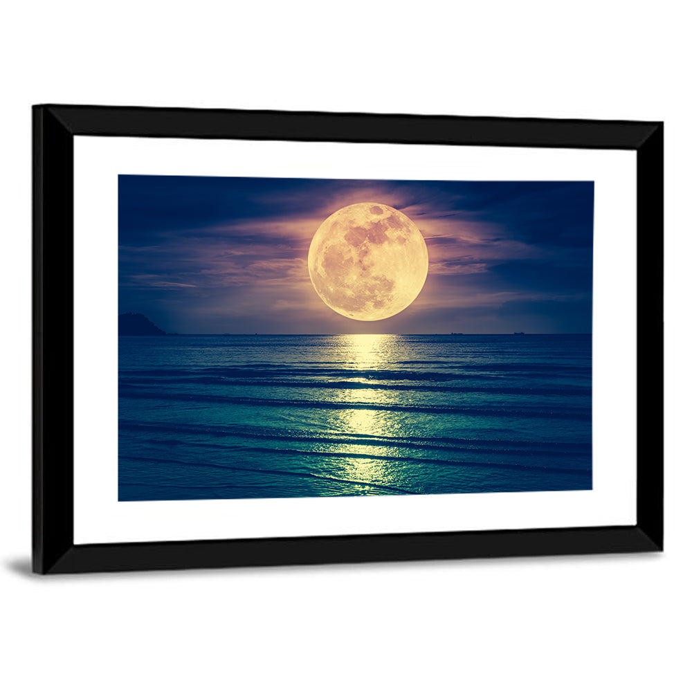 Supermoon Over Calm Sea Wall Art